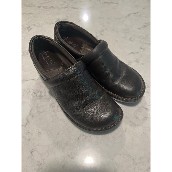 Boc Women’s Leather Slip On Comfort Casual‎ Work Nurse Clog Shoes Size 7 Brown - Picture 1 of 9